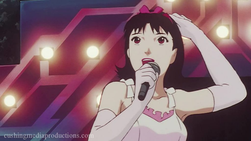 Perfect Blue ของผู้กำกับ Satoshi Kon การเปิดตัวอะนิเมะเรื่องยาวของเขามีลักษณะการสังเคราะห์ทั้งภายในและภายนอก ส่วนตัวและสาธารณะ