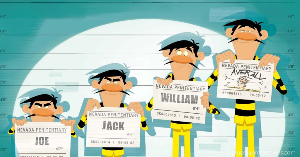The Daltons เป็นซีรีส์แอนิเมชั่นปี 2010 ที่สร้างโดย Xilam ซึ่งเป็นภาคแยกจาก ซีรีส์ Lucky Lukeที่สร้างโดย Morris บริษัทผลิตชุดพากย์ภาษาอังกฤษ