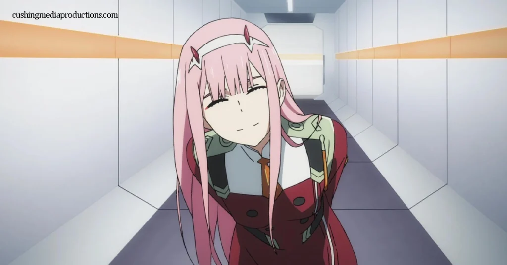 Darling in the FranXX ซีรีส์อนิเมะ ผลิตโดย Aniplex , Khara ลิขสิทธิ์โดย Funimation และทำให้ สตูดิโอ มีชีวิตขึ้นมา รูปภาพ A-1, ทริกเกอร์