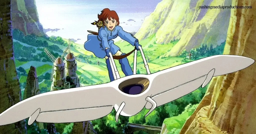 Nausicaä of the Valley of the Wind ภาพยนตร์แอนิเมชันไซไฟญี่ปุ่นปี 1984 กำกับโดยฮายาโอะ มิยาซากิ และอำนวยการสร้างโดยท็อปคราฟต์